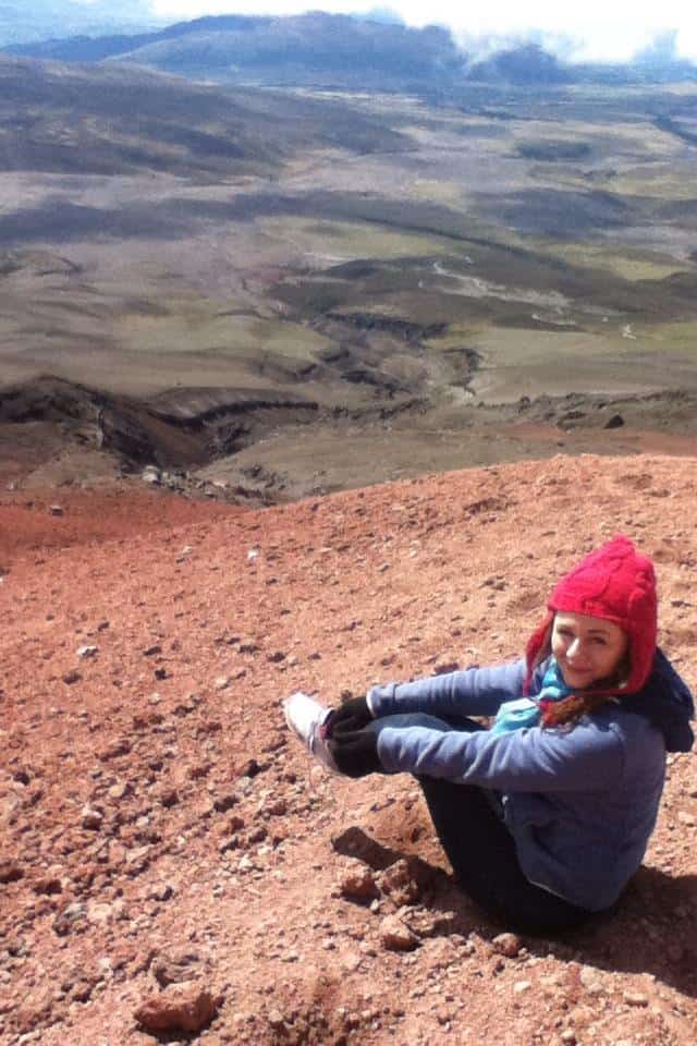 A young American girl in the mountains of Cotopaxi, Ecuador.