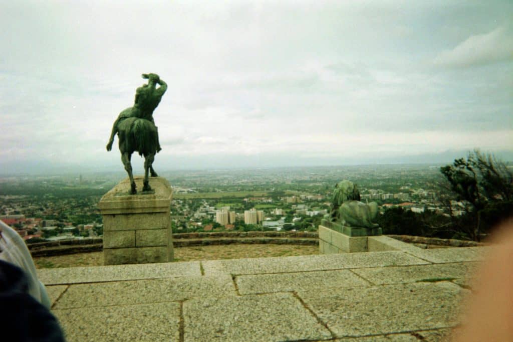 View from the stairs of a monument looking over Cape Town, South Africa